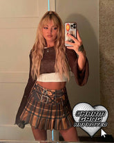 Mocha Academia Karierter Minirock